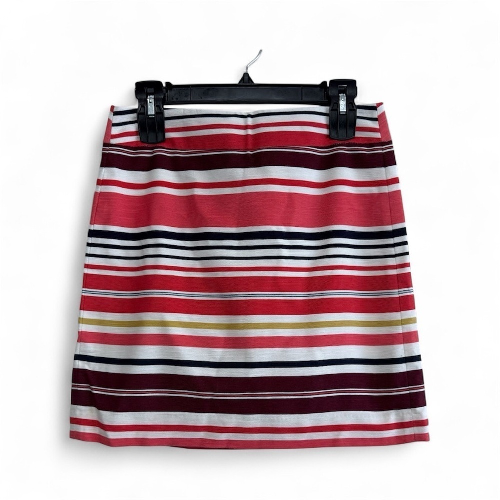 LOFT Nautical Striped A-Line Midi Skirt